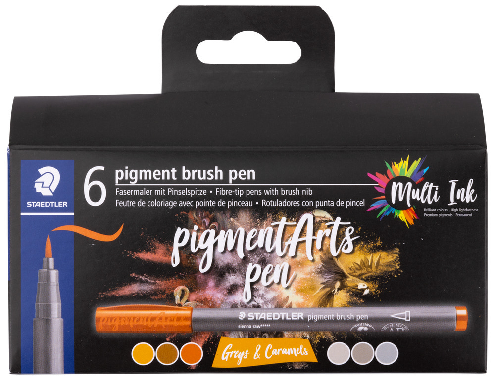 Staedtler Pensel tusch pigmentart grå/gul 6-pak