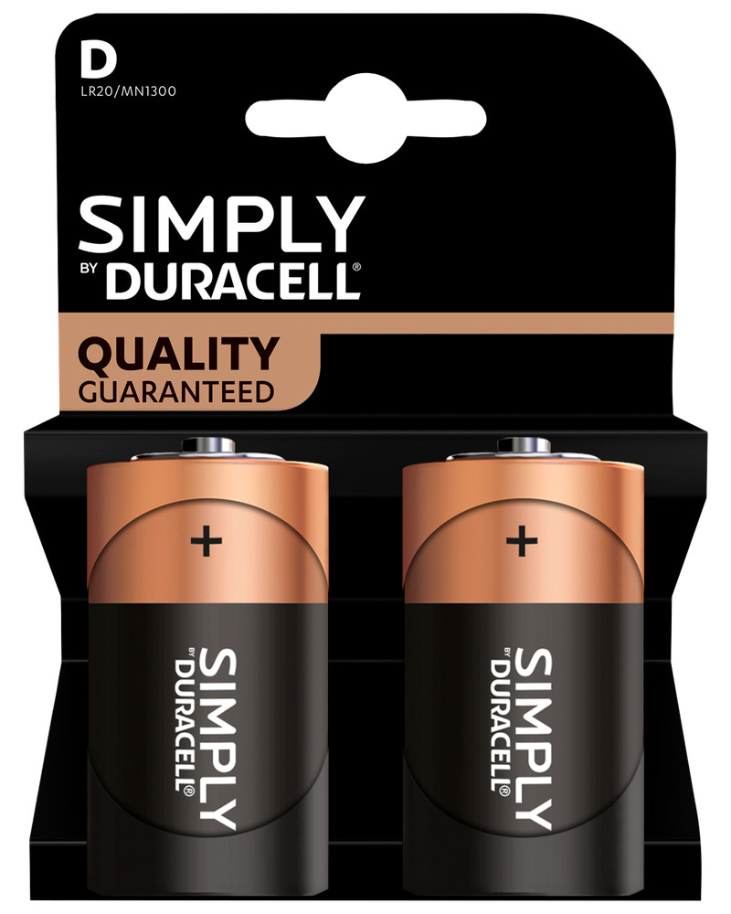 DURACELL Simply Batteri D 2-pak