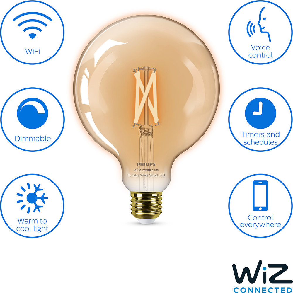 PHILIPS Smart LED-pære 7W E27 G125 - WarmToCool