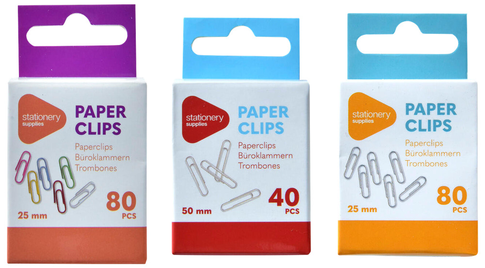 Papirclips assorterede varianter