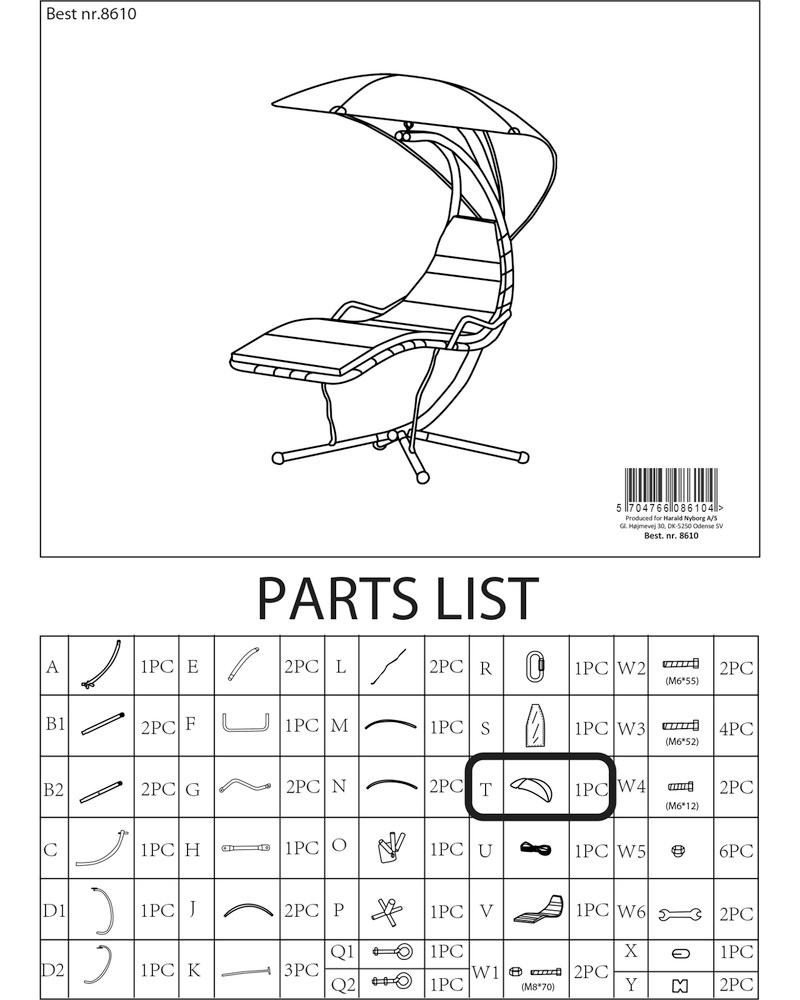 Tag t/8610 hängeliggestol