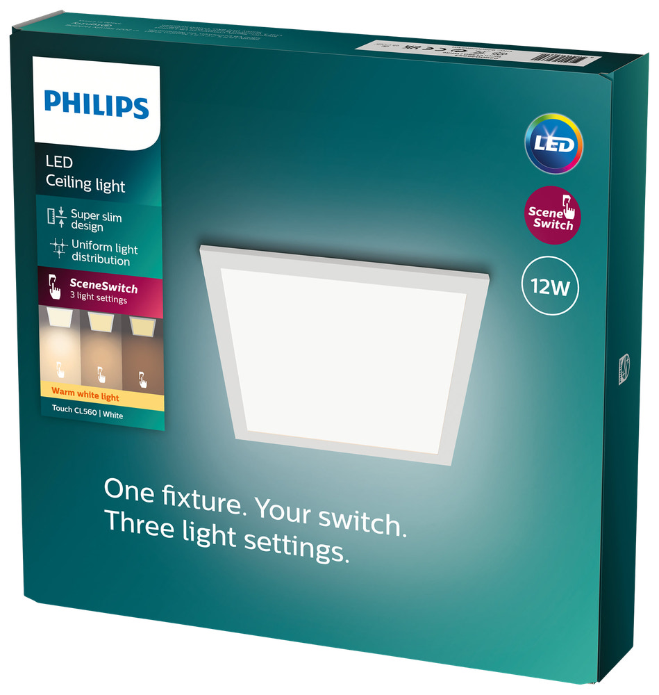 PHILIPS Loftlampe panel Scene 30x30cm 12W - hvid