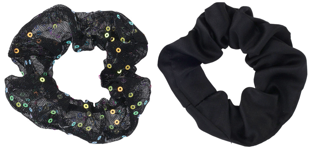 Scrunchie svart/glitter 2 st