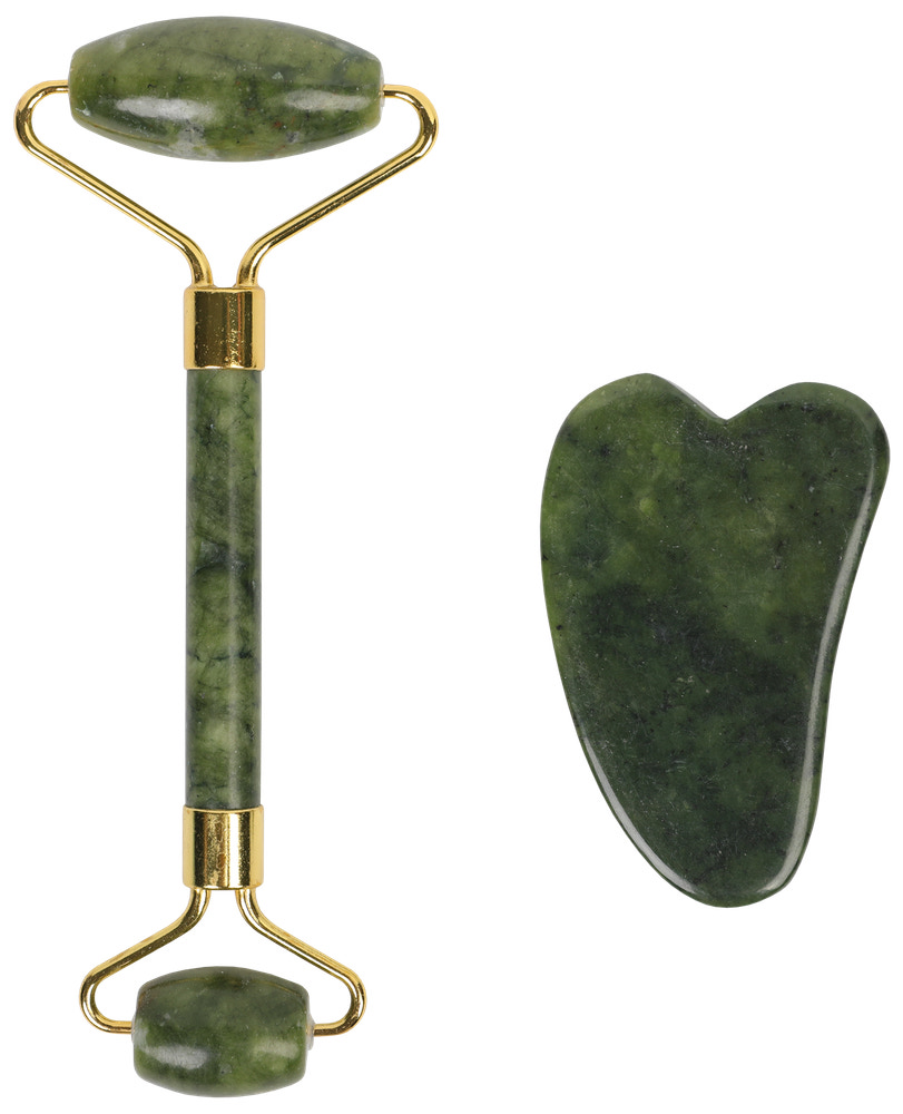 Ansigtsrulle og gua Sha i jade