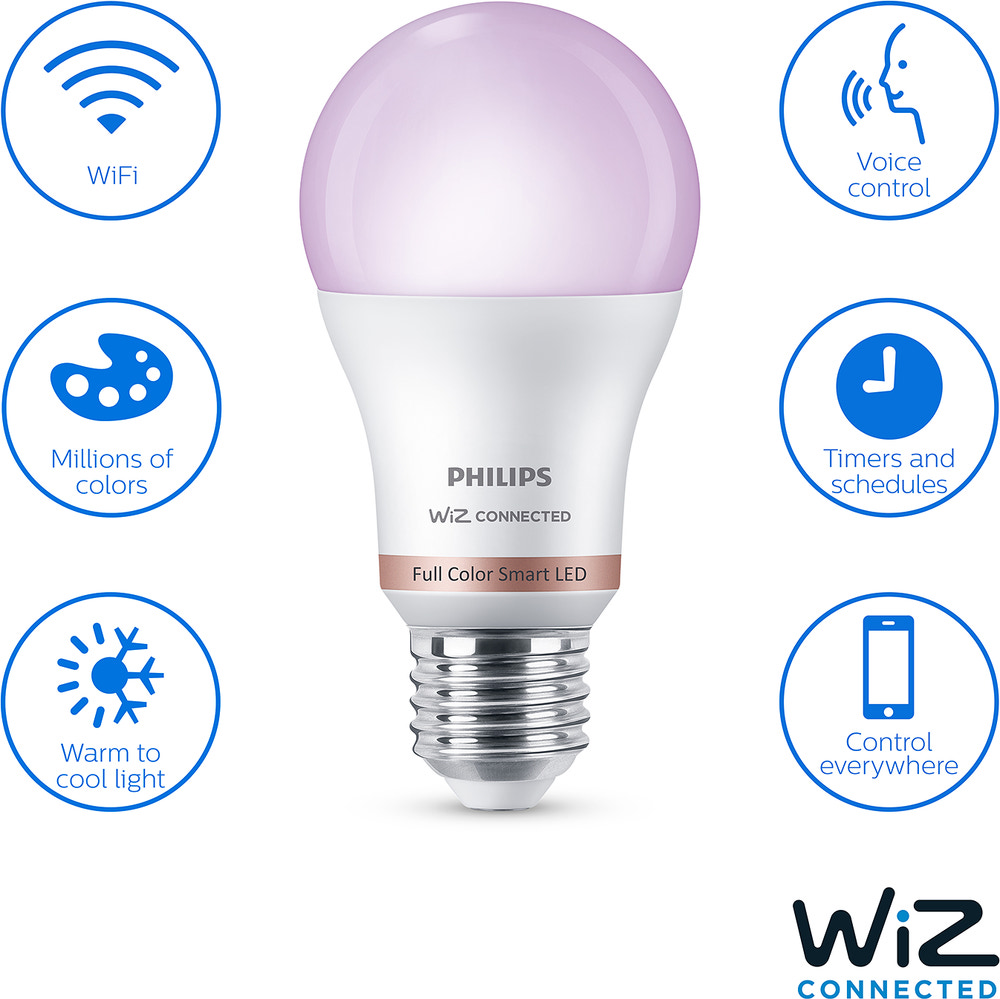 PHILIPS Smart LED-pære 8W E27 A60 - Full Color