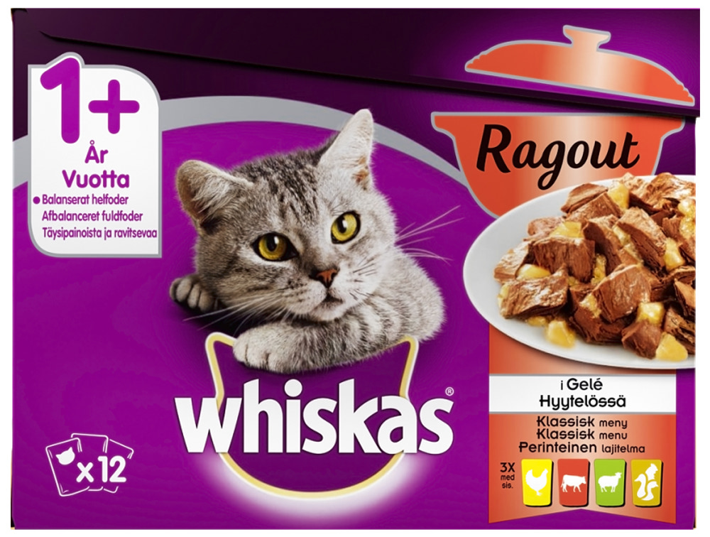 Whiskas 1+ ragugryta meny 12 st