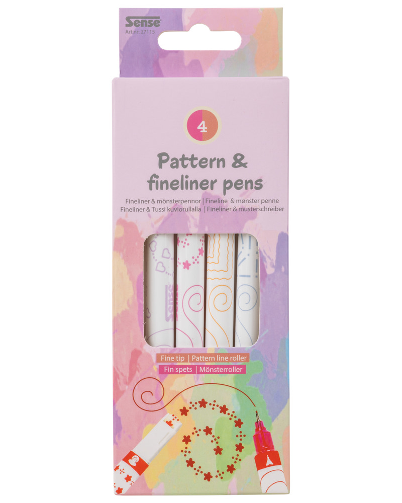 FINELINER/MÖNSTERPENNA 4-PACK