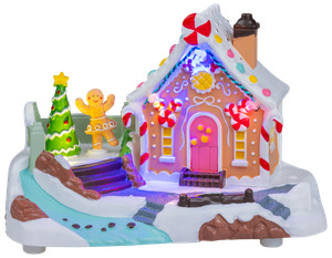 Pepparkakslandskap hus med LED 