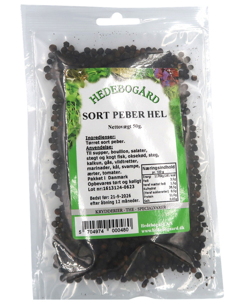 Hedebogaard Krydderi - Sort peber hel 50 g