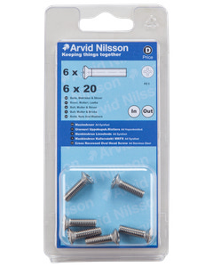 Arvid Nilsson Maskinskrue A4 LH M6 x 20 mm 6-pak