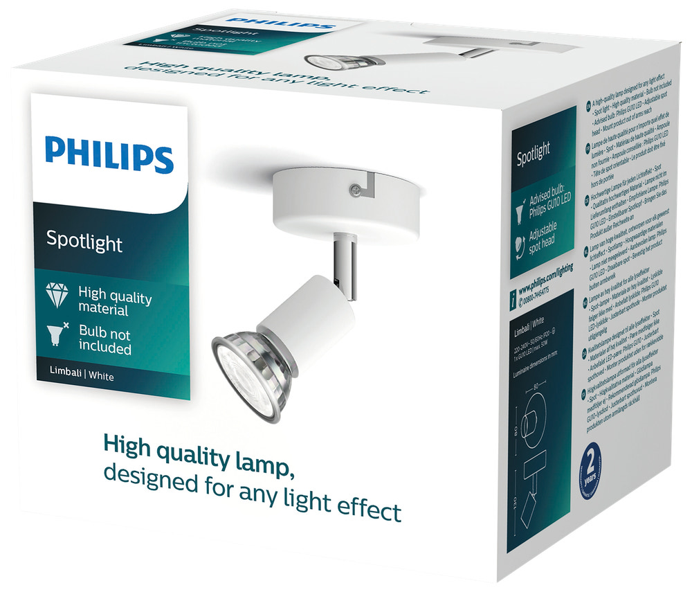 PHILIPS Spotlampe Limbali GU10 1 spot - hvid