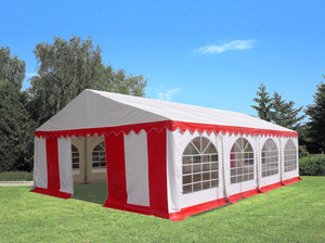 Paviljong 6x8 m pvc röd/vit