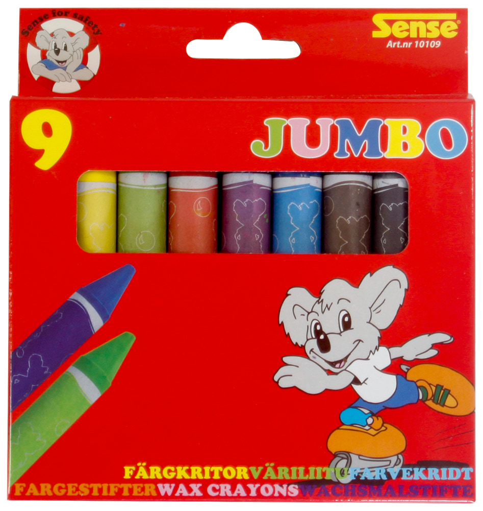 SENSE FÄRGKRITOR JUMBO 9-PACK