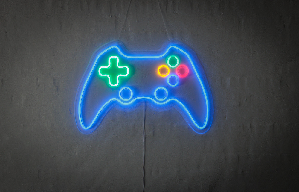 Neonskylt Gamepad H. 40 x B 60 cm