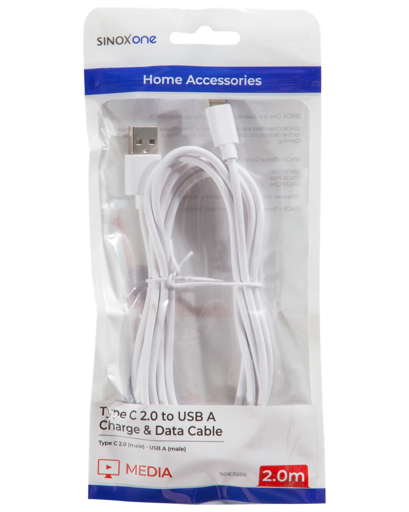 SINOX - USB-C kabel hvid - 2 meter