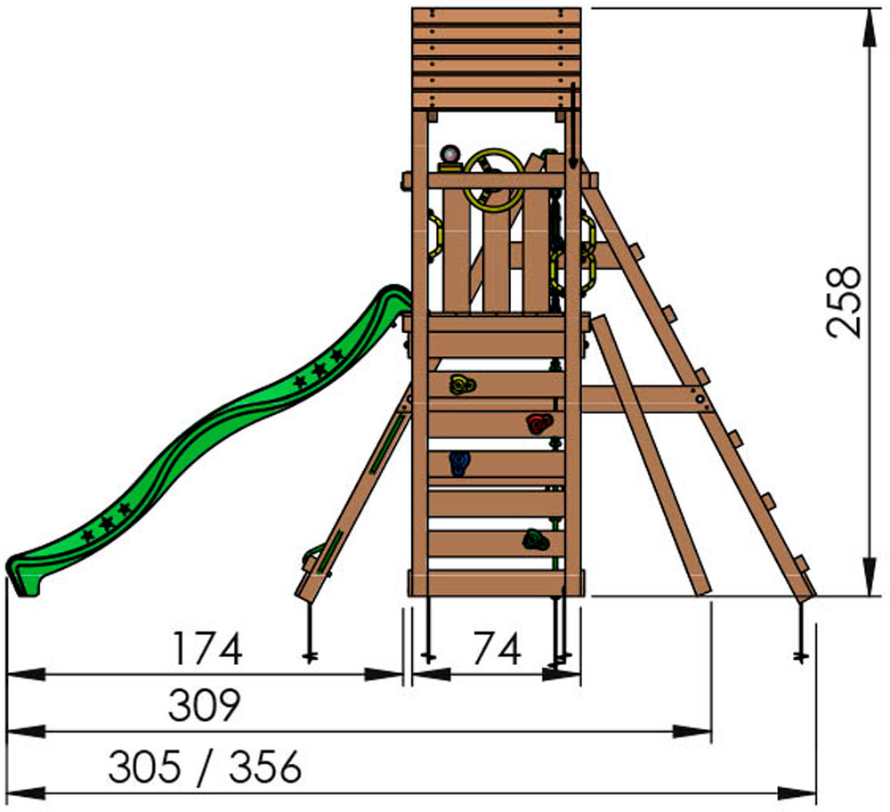 Jungle Gym Cocoon Legetårn med klatremodul