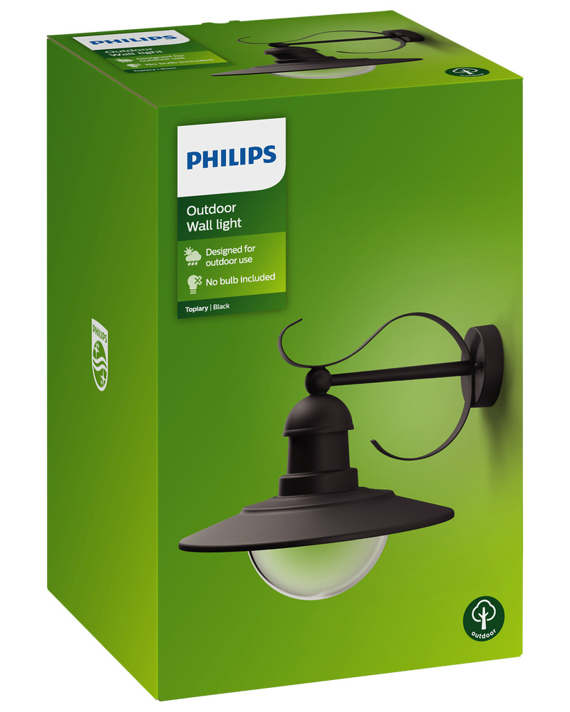 PHILIPS Væglampe Topiary E27 - sort