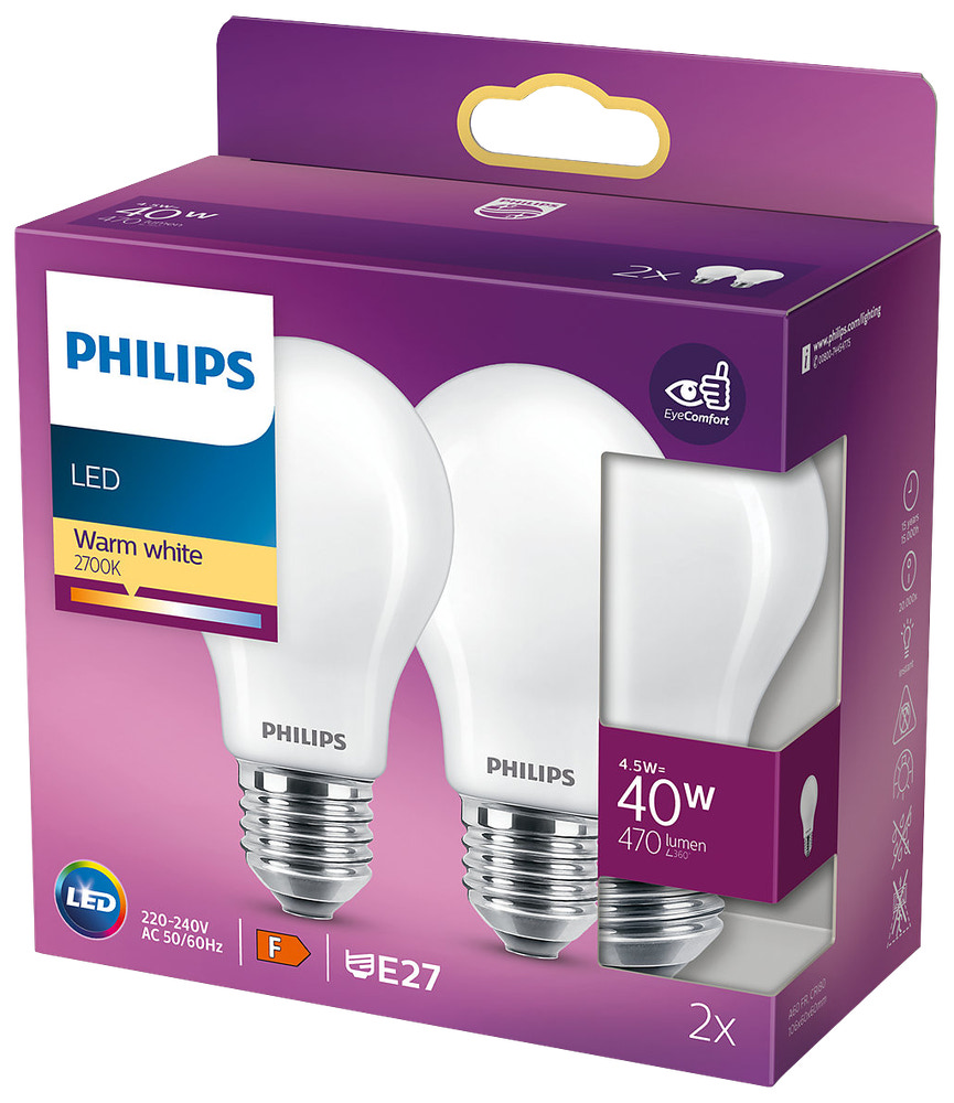 PHILIPS normallampa 5W E27 A60 2-pack