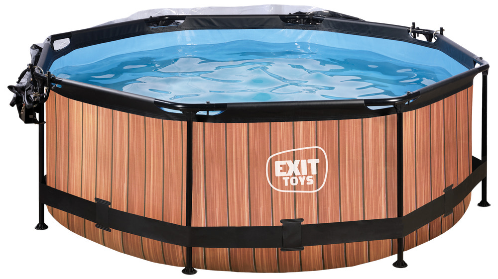 EXIT TOYS Pool Ø244x76 cm med pumpe og skærm - brun