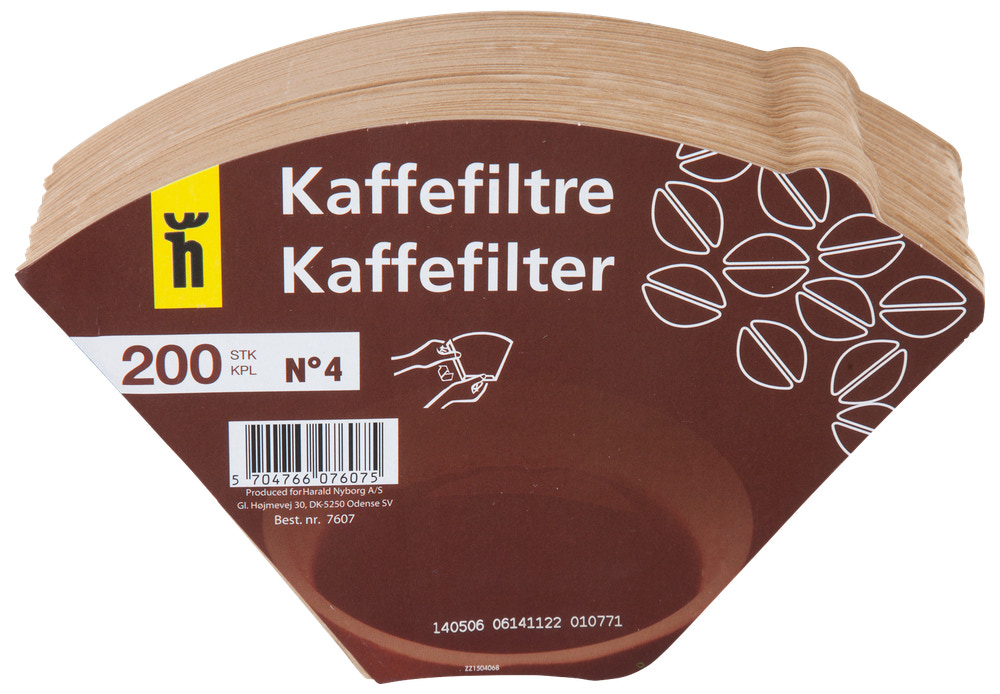 Kaffefilter ubleget i str. 1 x 4 - 200-pak