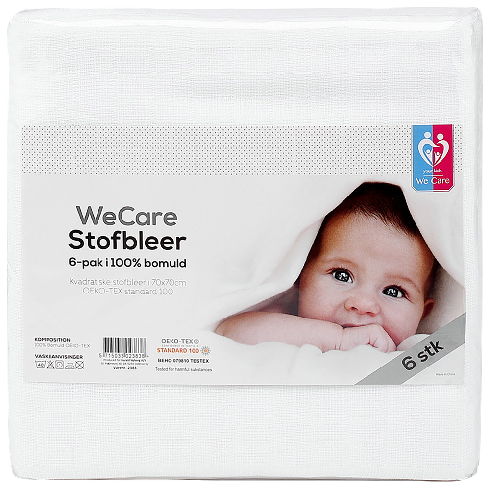 We Care Kids Stofbleer 6-pak - hvid