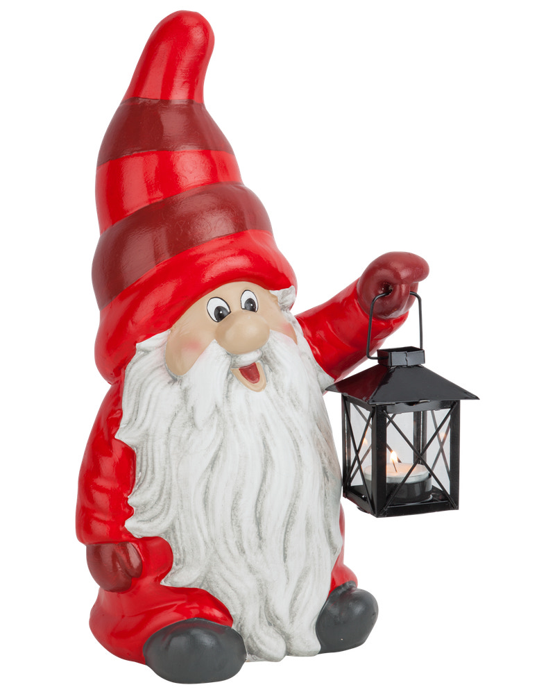 Santa petit tomte med lanterna