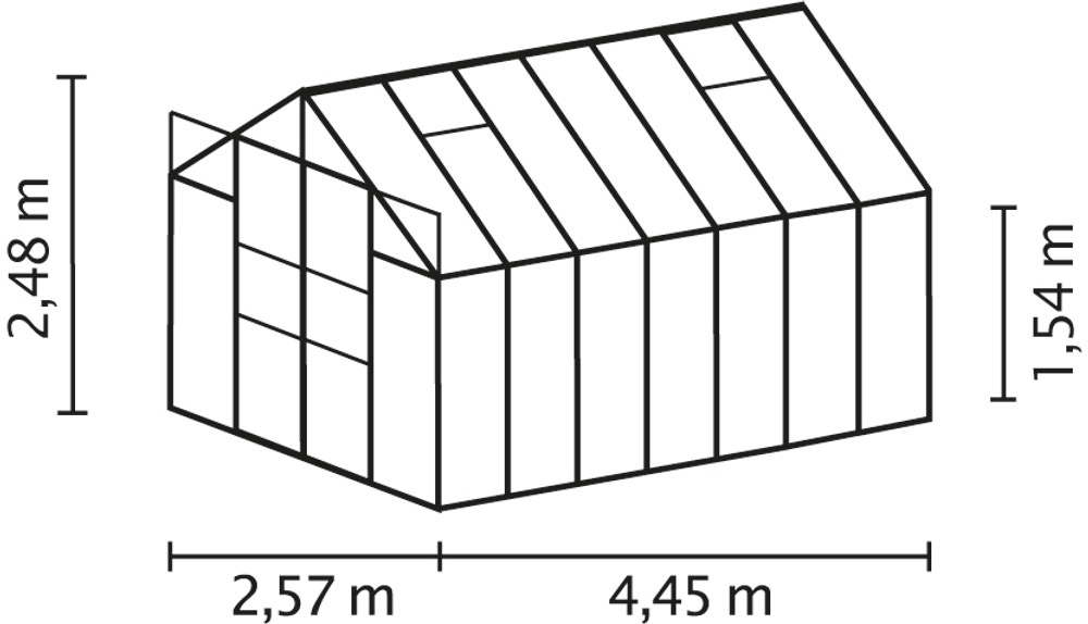 Växthus Uranus 11500 svart/poly med sockel