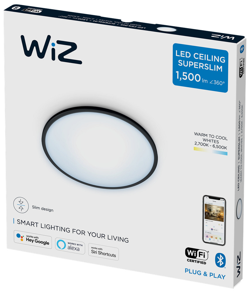 WiZ Plafond superslim Ø30cm 16W - sort