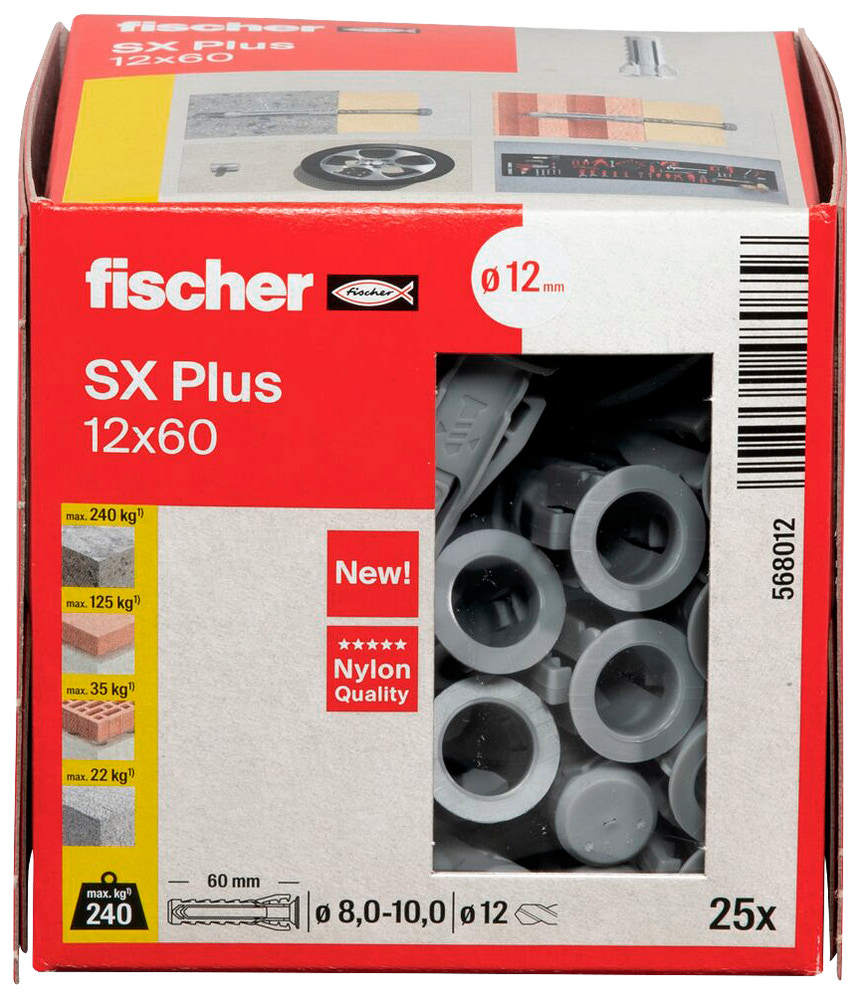 Fischer Uni plugg SX plus 12 x 60 mm 25 st.