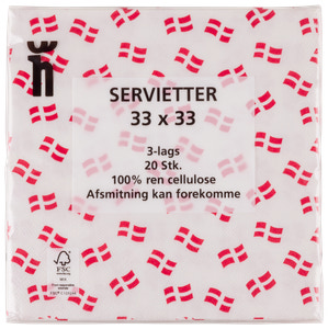 Dannebrog servietter 20-pak assorterede varianter