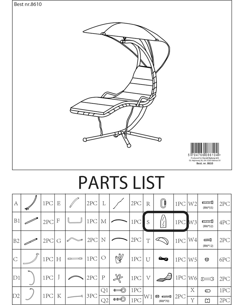 Beträk t/8610 hängeliggestol