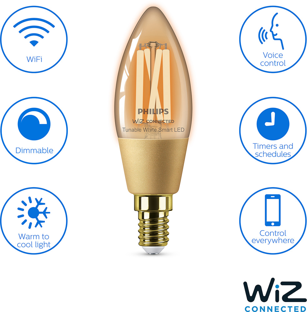 PHILIPS Smart LED-pære 4,9W E14 C35 - WarmToCool