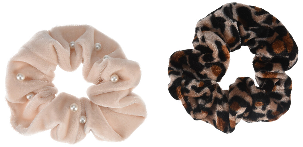 Scrunchie leopard/pärlor